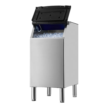 Commercial Ice Maker Storage Bin, 136 KG Capacity Ice-Bin, Stainless Steel Commercial Ice Storage Bin with Adjustable Anti-slip Rubber Feet, Suitable for Restaurant Hotel and Beverage Shops