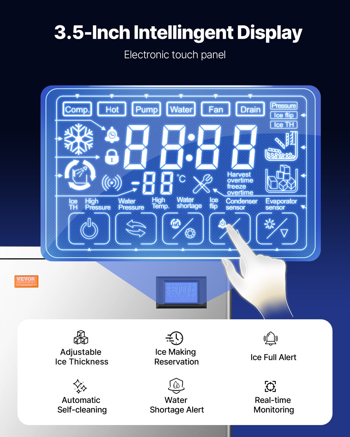 Commercial Ice Maker 400 lbs/Day Self-Cleaning Ice Machine - Head Only
