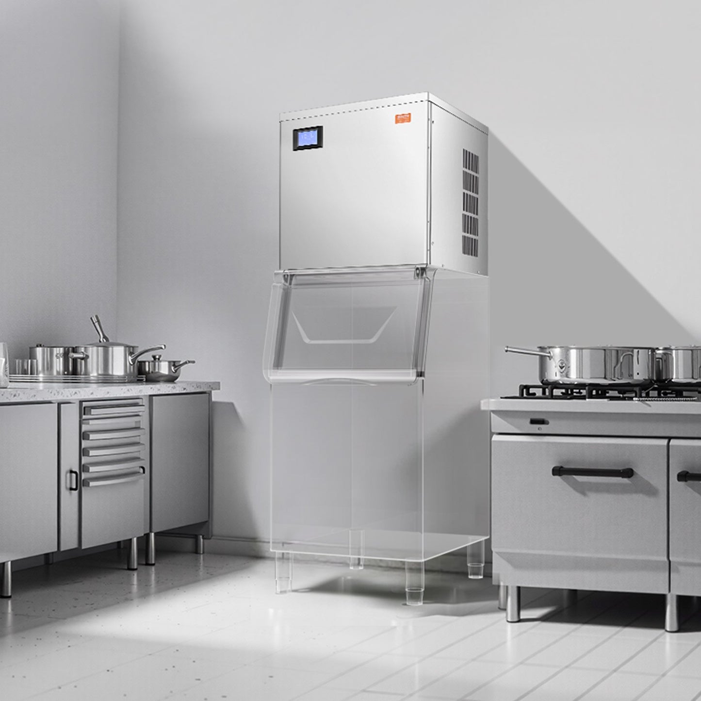 Commercial Ice Maker Machine 450 lbs/Day, 22 Inch Stainless Steel Industrial Ice Machine, Self-Cleaning and Scheduled Ice Making, Modular Ice Cube Machine for Restaurant Hotel - Head Only