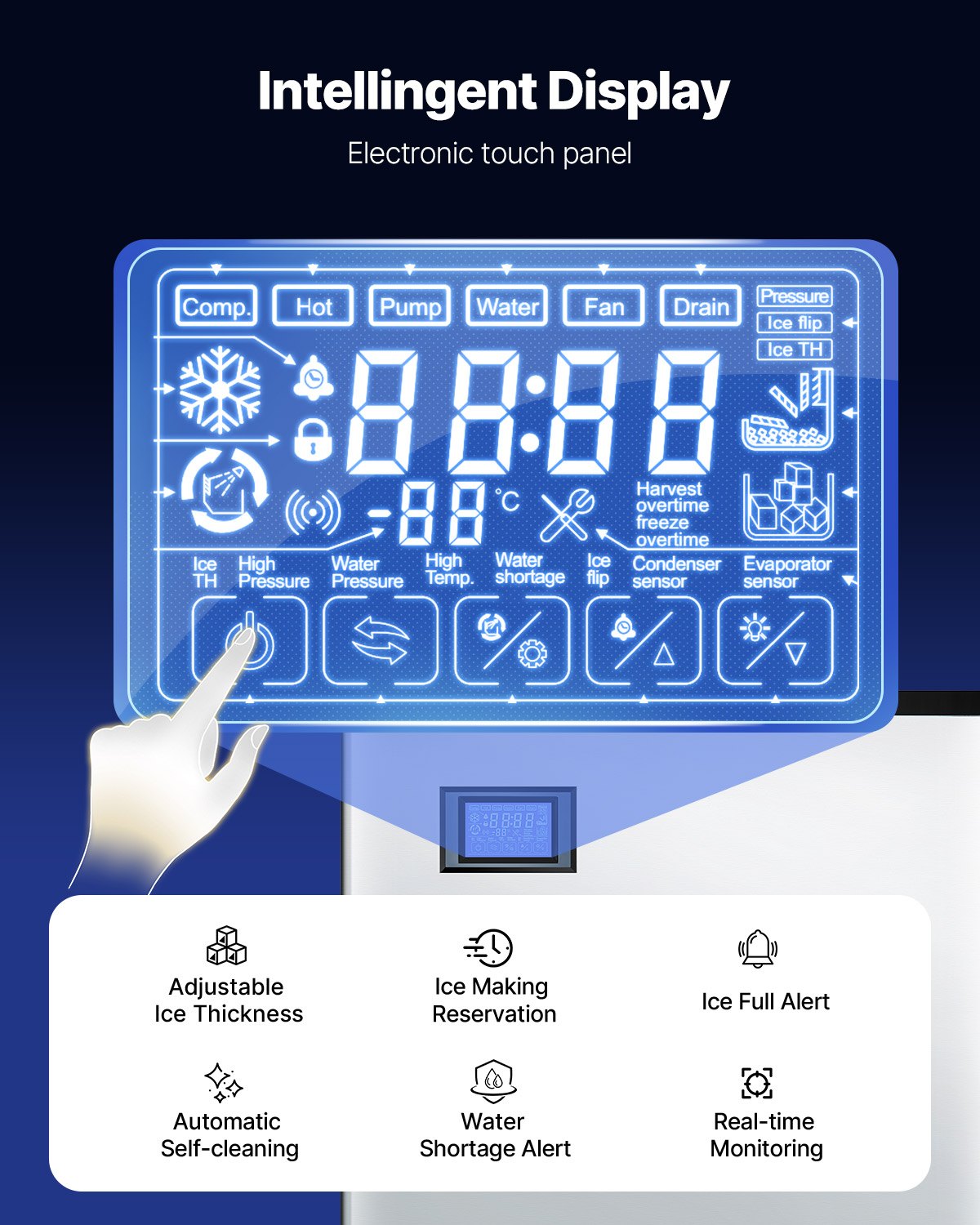 Commercial Ice Maker 500 lbs/24 h Self-Cleaning Ice Machine - Head Only