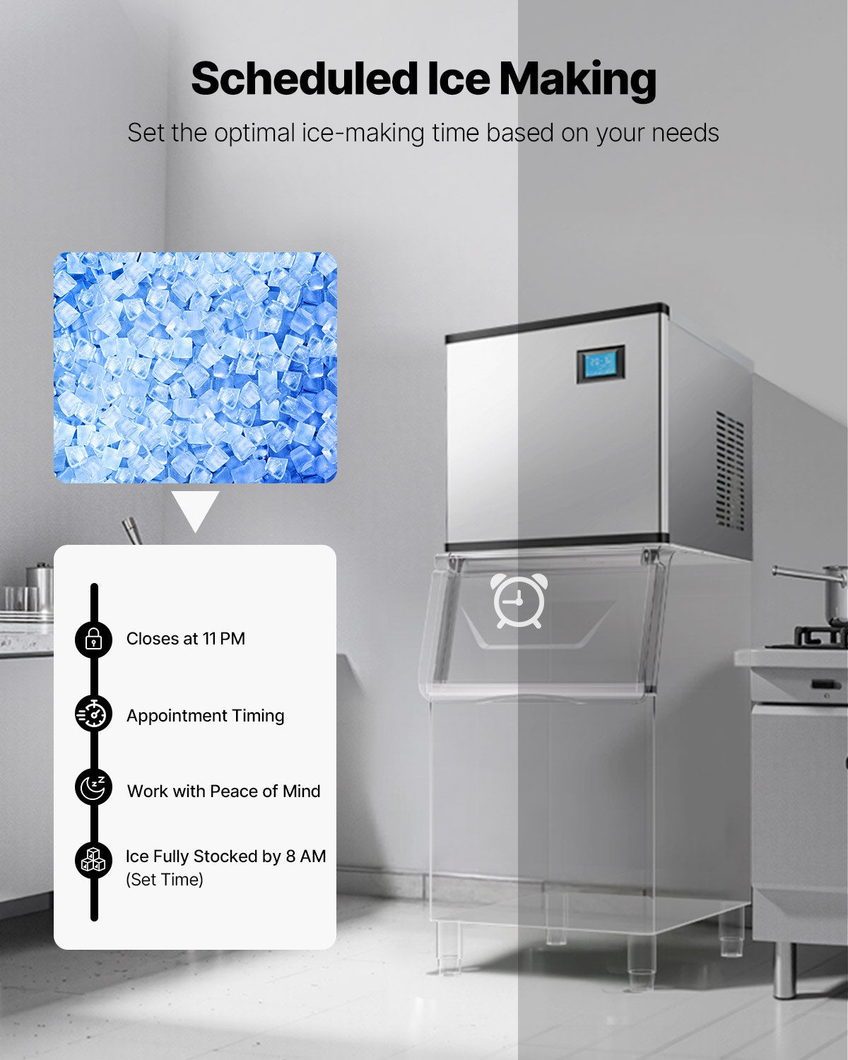 Commercial Ice Maker 500 lbs/24 h Self-Cleaning Ice Machine - Head Only