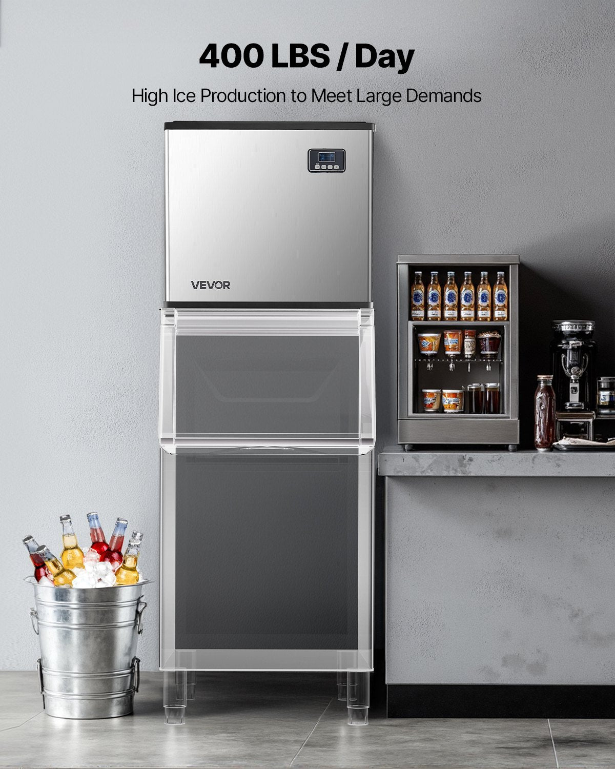 Commercial Ice Maker Machine - Head, 181.4 kg/Day Stainless Steel Ice Machine with Self-Cleaning, Scheduled Ice-Making, Adjustable Thickness, Ideal for Restaurant Bar Cafe Hotel - Head Only