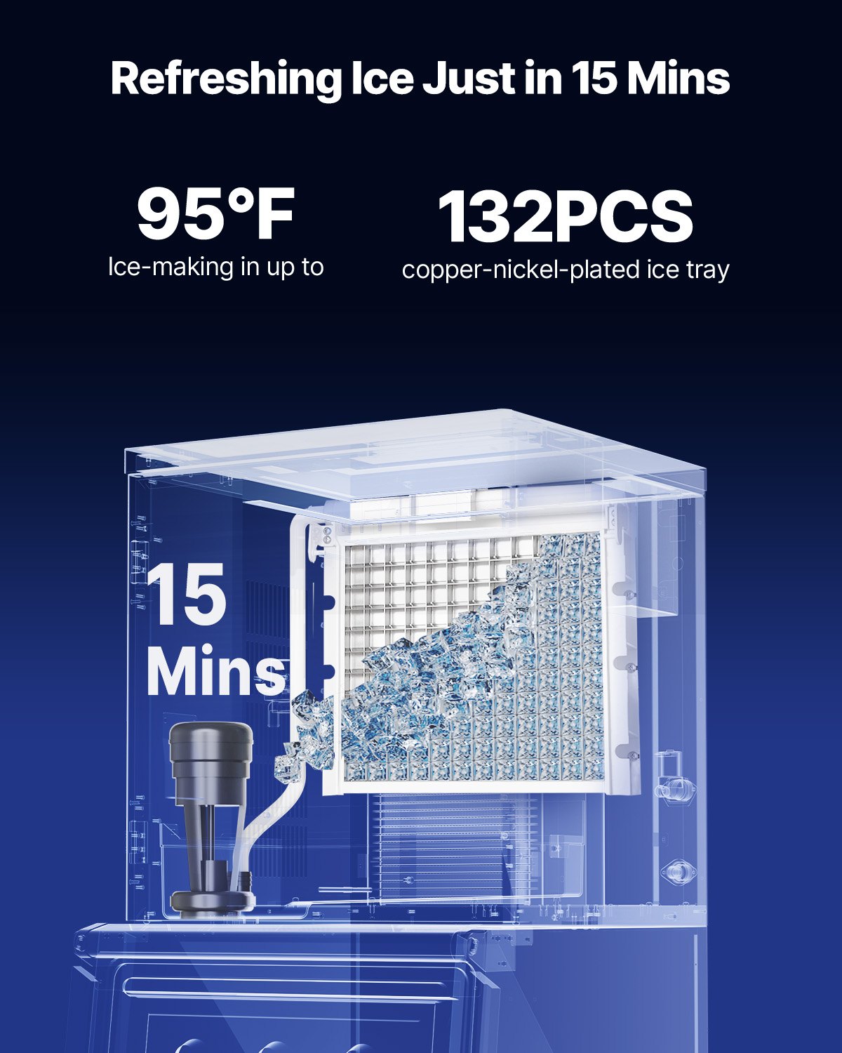 Commercial Ice Maker Machine - Head, 136 kg/Day Stainless Steel Ice Machine with Scheduled Ice-Making, Self-Cleaning, Adjustable Thickness, Ideal for Restaurant Bar Cafe Hotel - Head Only