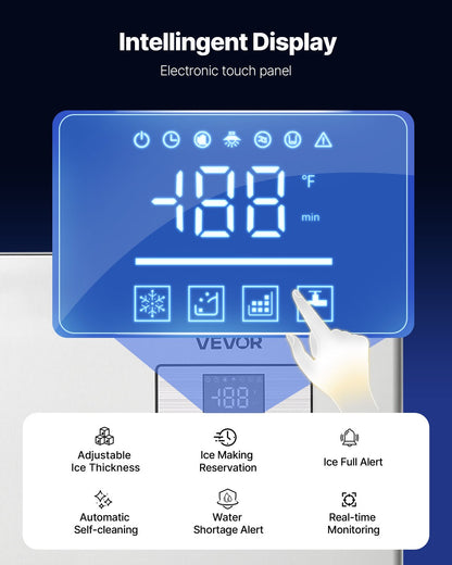 Commercial Ice Maker Machine - Head, 181 kg/Day Stainless Steel Ice Machine with Scheduled Ice-Making, Self-Cleaning, Adjustable Thickness, Ideal for Restaurant Bar Cafe Hotel - Head Only