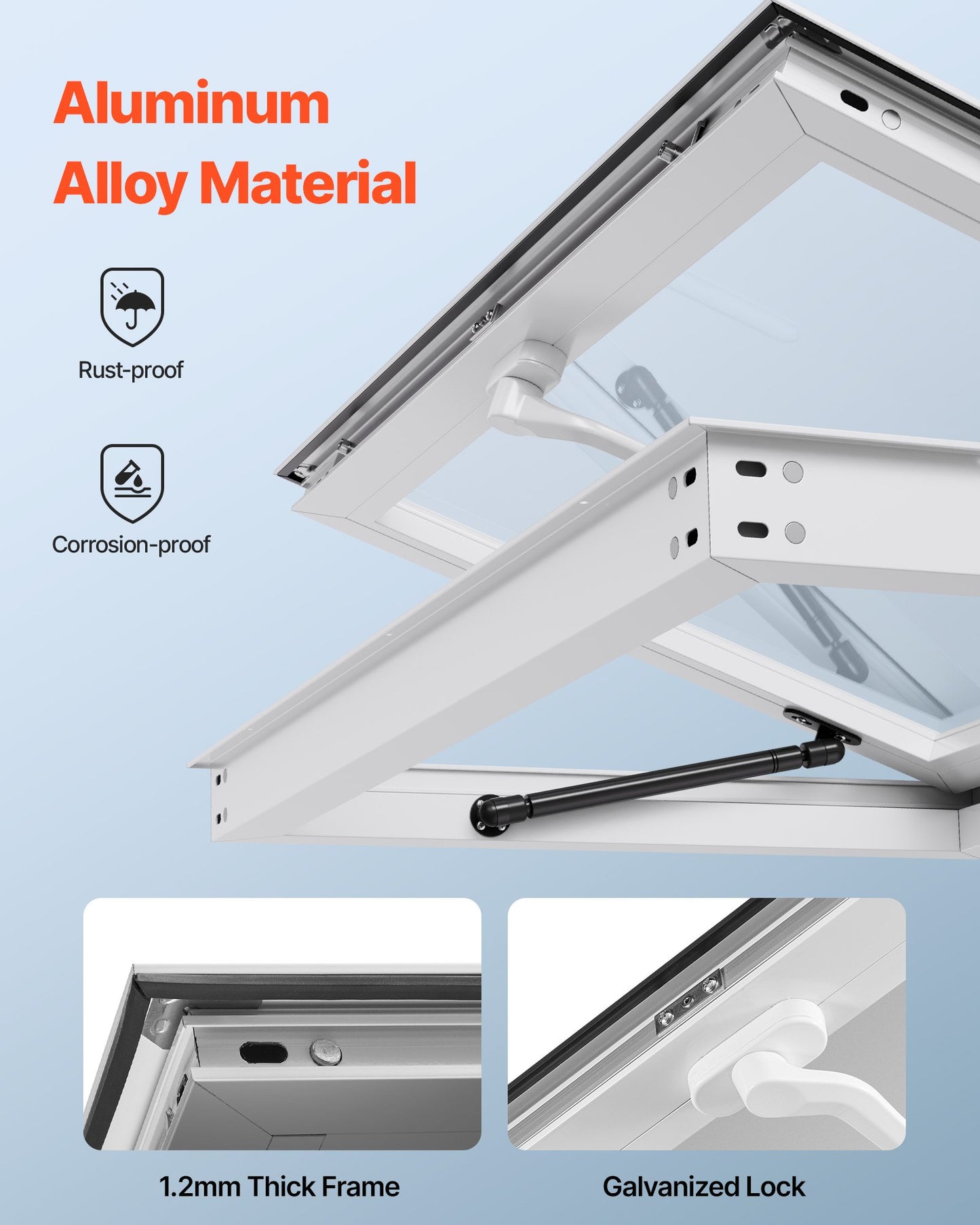 Concession Window 92x61 cm, Aluminum Alloy Frame Service Window for Food Truck, Up to 85 Degrees Stand Serving Window with Awning Door and Drag Hook, Rainwater Resistant for Concession Trailers