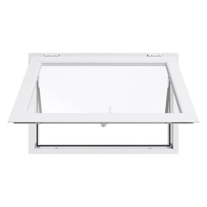 Concession Window 92x61 cm, Aluminum Alloy Frame Service Window for Food Truck, Up to 85 Degrees Stand Serving Window with Awning Door and Drag Hook, Rainwater Resistant for Concession Trailers