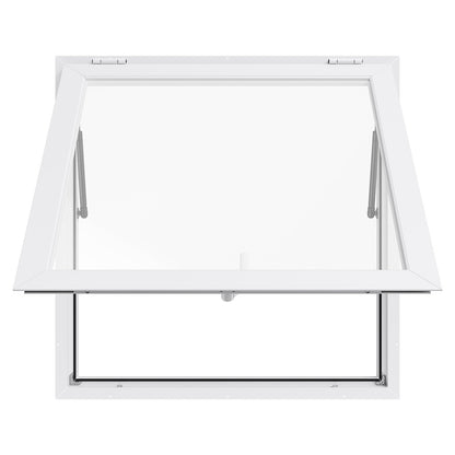 Concession Window 92x92 cm, Aluminum Alloy Frame Service Window for Food Truck, Up to 85 Degrees Stand Serving Window with Awning Door and Drag Hook, Rainwater Resistant for Concession Trailers