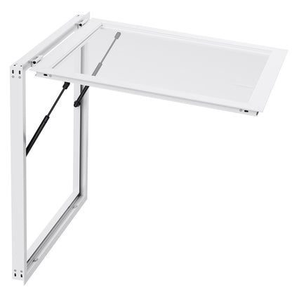 Concession Window 92x92 cm, Aluminum Alloy Frame Service Window for Food Truck, Up to 85 Degrees Stand Serving Window with Awning Door and Drag Hook, Rainwater Resistant for Concession Trailers