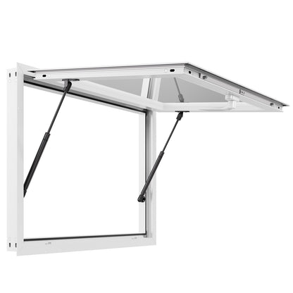 Concession Window 92x92 cm, Aluminum Alloy Frame Service Window for Food Truck, Up to 85 Degrees Stand Serving Window with Awning Door and Drag Hook, Rainwater Resistant for Concession Trailers