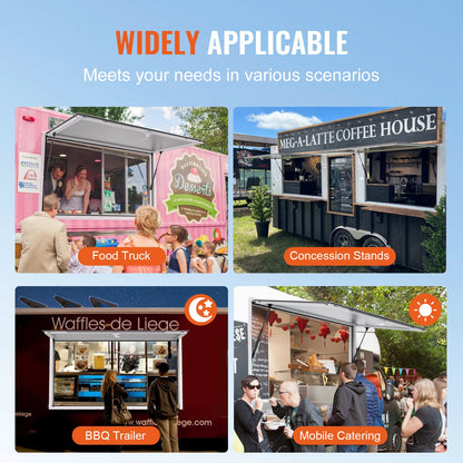 Concession Window 48"x36", Aluminum Alloy Food Truck Service Window with Awning Door & Drag Hook, Up to 85 Degrees Stand Serving Window for Food Trucks Concession Trailers, Glass Not Included