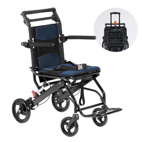 Wheelchair Aluminum Alloy Transport Chair Foldable 40 cm W Seat 99.8 kg