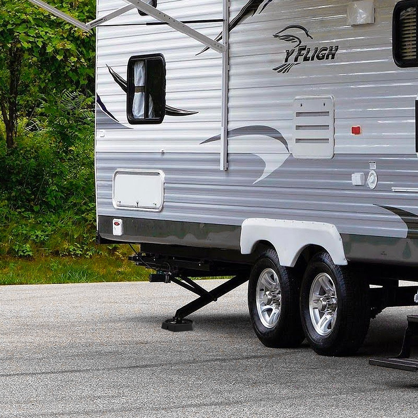 Nivelleringsplattor för husbilar, 9-tums runda landningsfötter, permanent monterade domkraftsstabilisatorer, gummikuddar för domkraft, 5000 lbs kapacitet per domkraftsplatta för husbilar, 5:e hjul, husvagnar, husbilar av klass A/C (6-pack)