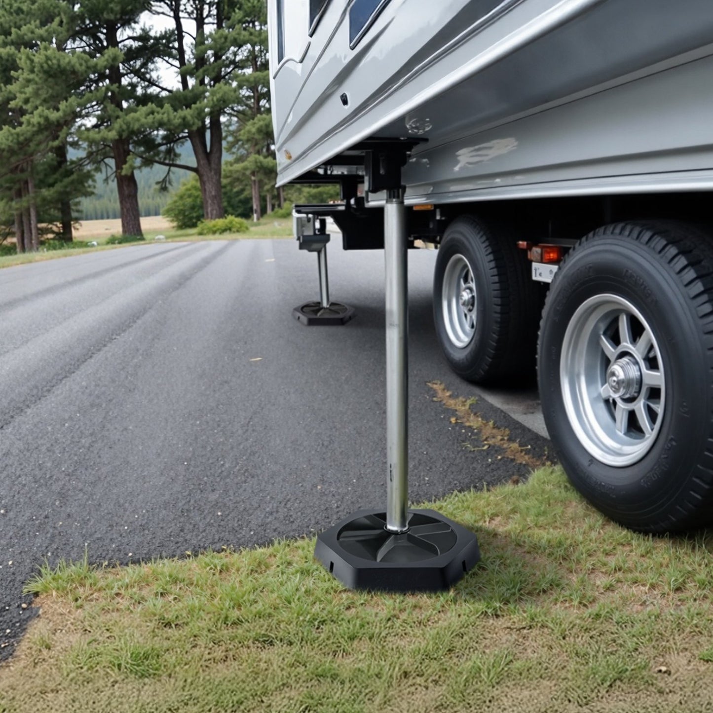 RV Leveling Pads, 4-Pack Rubber Trailer Jack Pads, Each with 5000 lbs Capacity, Jack Stabilizer Padding with Large Surface Area, Ideal for 10" Round Feet, 5th Wheels Class A/C Motorhomes Camper