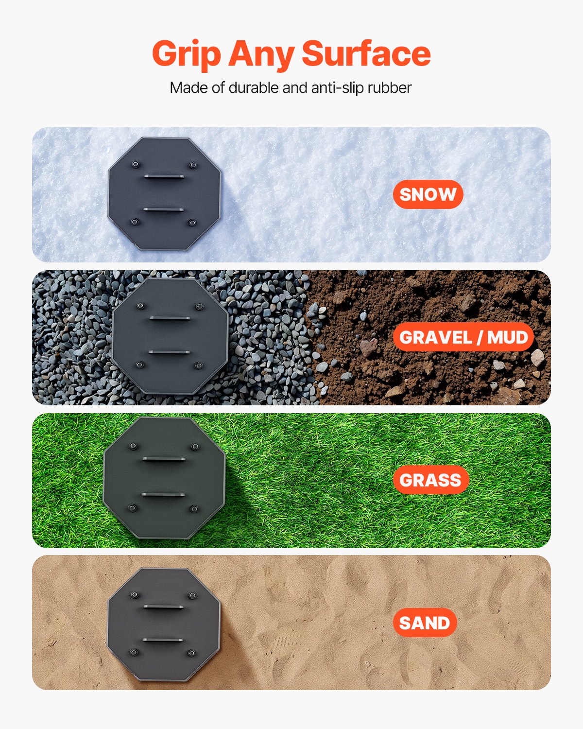 RV Leveling Pads, 4-Pack Rubber Trailer Jack Pads, Each with 5000 lbs Capacity, Standard Jack Stabilizer Pad with Large Surface Area, Ideal for Scissor Jack Feet 5th Wheels Class A/C Motorhomes