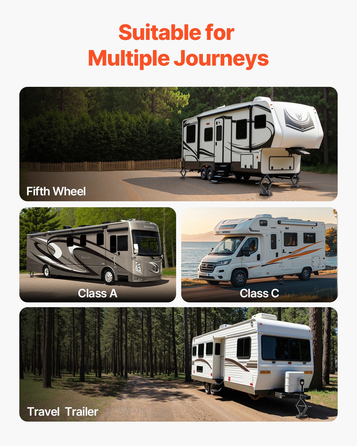 RV Leveling Pads, 4-Pack Rubber Trailer Jack Pads, Each with 5000 lbs Capacity, Standard Jack Stabilizer Pad with Large Surface Area, Ideal for Scissor Jack Feet 5th Wheels Class A/C Motorhomes