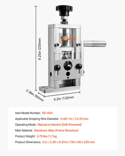 Manuell avisoleringstång 1,5-25 mm (0,06-1 tum) Hand- eller borrmaskin