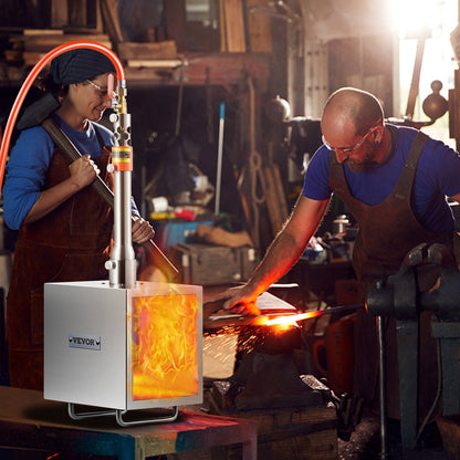 Bärbar propansmedja, hovslagarsmedja med 1 brännare, 2600℉ verktygs- och knivtillverkning, smedgassmedja för smedja, fyrkantiga rostfria stålverktyg och utrustning med stor kapacitet för metallsmide