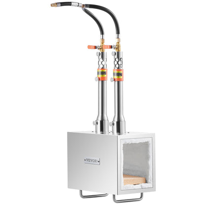 Bärbar propansmedja, hovslagare med 2 brännare, 2600℉ verktygs- och knivtillverkning, smedgassmedja för smedja, fyrkantiga rostfria stålverktyg och utrustning med stor kapacitet för metallsmide