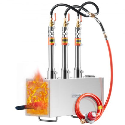 Bärbar propansmedja, hovslagarsmedja med 3 brännare, 2600℉ verktygs- och knivtillverkning, smedgassmedja för smedja, fyrkantiga rostfria stålverktyg och utrustning med stor kapacitet för metallsmide