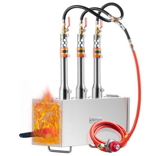 Bärbar propansmedja, hovslagarsmedja med 3 brännare, 2600℉ verktygs- och knivtillverkning, smedgassmedja för smedja, fyrkantiga rostfria stålverktyg och utrustning med stor kapacitet för metallsmide