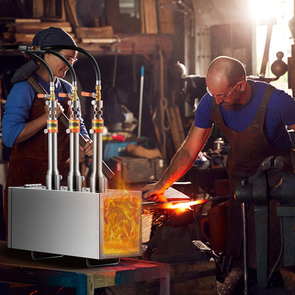 Bärbar propansmedja, hovslagarsmedja med 3 brännare, 2600℉ verktygs- och knivtillverkning, smedgassmedja för smedja, fyrkantiga rostfria stålverktyg och utrustning med stor kapacitet för metallsmide