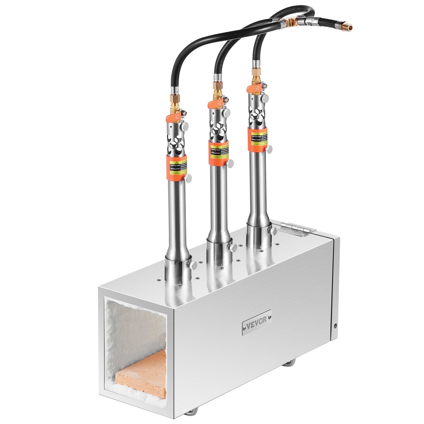 Bärbar propansmedja, hovslagarsmedja med 3 brännare, 2600℉ verktygs- och knivtillverkning, smedgassmedja för smedja, fyrkantiga rostfria stålverktyg och utrustning med stor kapacitet för metallsmide