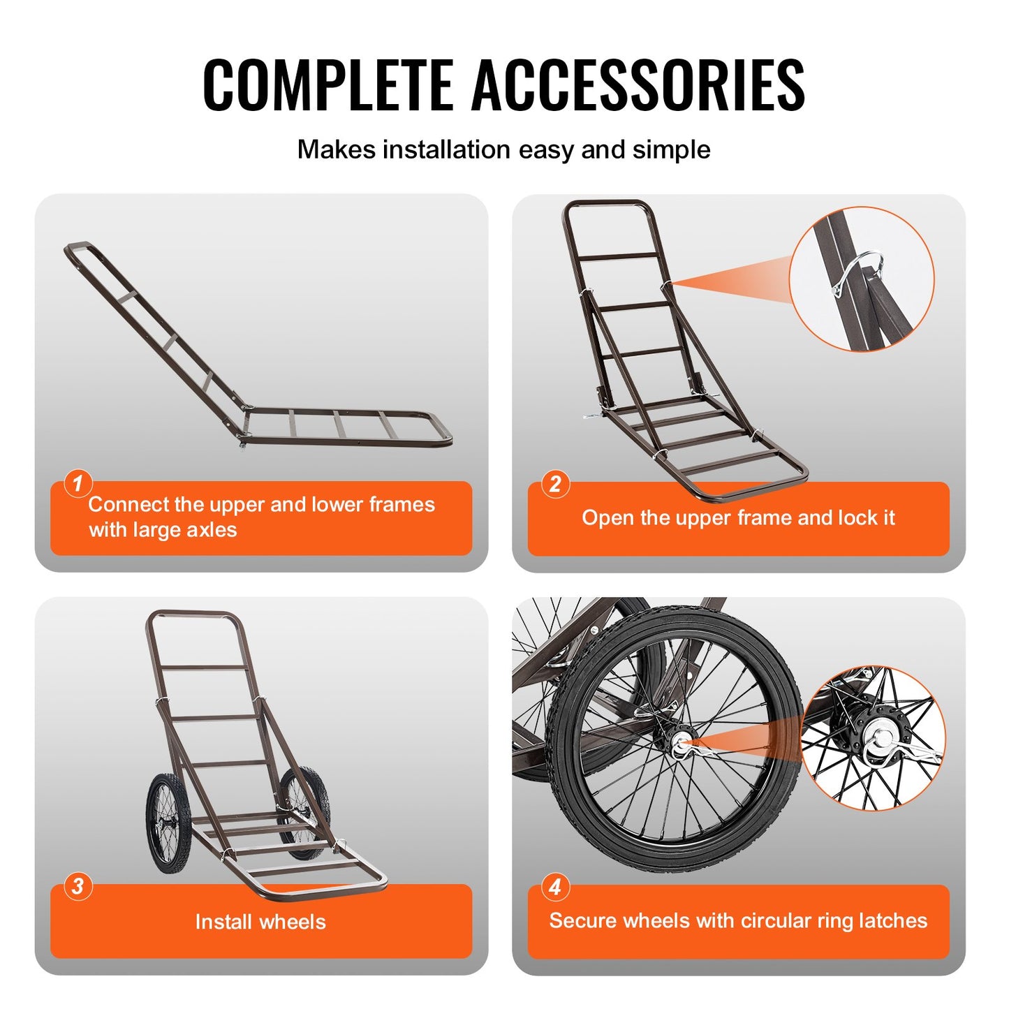 Deer Cart, 300 LBS Capacity Folding Game Cart, Deer Cart Game Hauler with Big Rubber Wheels & Ergonomic Handle, Heavy-Duty Game Cart Accessories, Utility Gear Dolly for Hunting Fishing Hiking