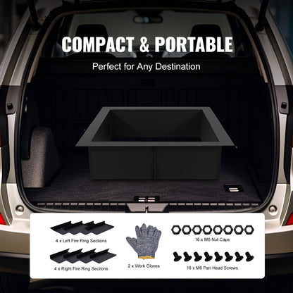 Fire Pit Ring, 36x36 in Outer/30x30 in Inner Diameter, 10inch Height Square Fire Pit Insert, Heavy Duty Carbon Steel Liner DIY Campfire Ring above or In-Ground, for Outdoor Camping, Bonfires