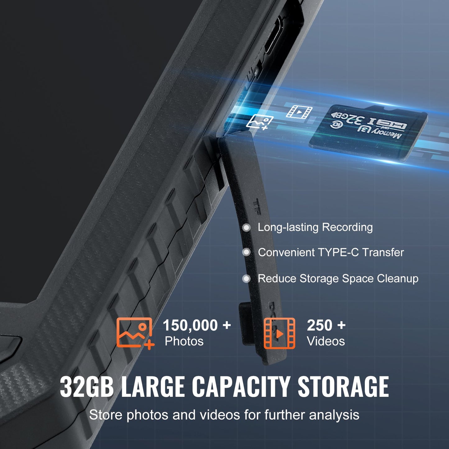 Endoscope Camera with Lights Triple Lens Borescope 499.9 cm Cable 12.7 cm Screen