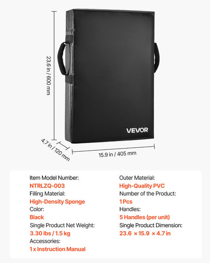 Blockeringsdocka för fotboll, 24x16 tum blockeringsdynor, sparkskydd med handtag, tacklingsdocka med hög densitet, kraftig träningsutrustning för basket, hockey, lacrosse, svart, 1 st