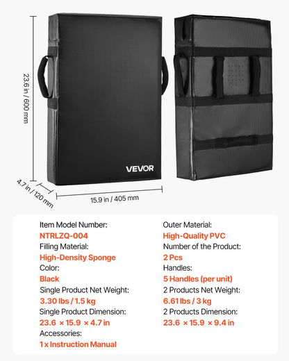 Fotbollsblockdocka, 24x16 tum blockeringsdynor, sparkskydd med handtag, högdensitets svamptackledockor, kraftig träningsutrustning för baskethockey, lacrosse, svart, 2 st
