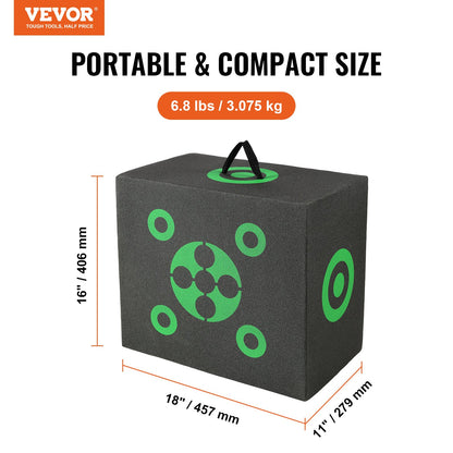 Bågskyttemål, 16"x18" pilmål för bågskytte från alla sidor, bärbart bågskyttemål för utomhusbruk med bärhandtag, enkel pilborttagning, utmärkt sikt, lätt, enkel att transportera, svart