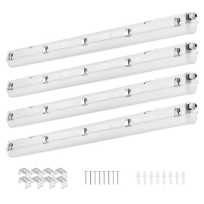 1270mm / 4FT LED Vapor Tight Light, 60W, 7400LM Vapor Proof Light Fixture with 5000K IP65 Waterproof, for Outdoor Semi-Outdoor Cold Environments Parking Lot Warehouse Walk-In Freezer Car Wash, 4-Pack