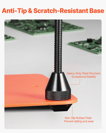 Magnetic Helping Hands Soldering Station, 4 Flexible Arms Third Hand Tool, with 6 PCB Pillar Holders & 360 Hot Air Gun Holder, Heavy-Duty Base Soldering Helper for Electronic Repair Craft