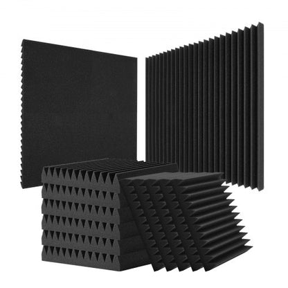 Acoustic Foam Panels, 50 Pack 12 x 12 x 2 inches, High Density Soundproof Wall Panels,Fire-Resistant Acoustic Panels,Sound Dampening Absorbing Panels for Studio Wall and Ceiling,Black