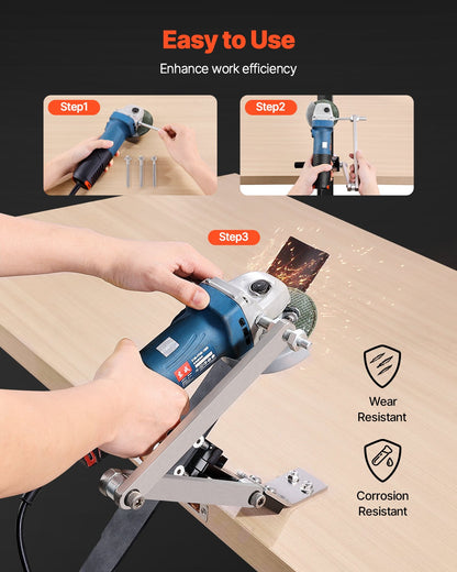 Lawn Mower Blade Sharpener and Balancer, 15° - 45° Adjustable Lawnmower Blade Sharpening Tool with 4 Adapter Pins, Ball Bearings & 25mm Enlarged Handle, Compatible with Most Angle Grinders