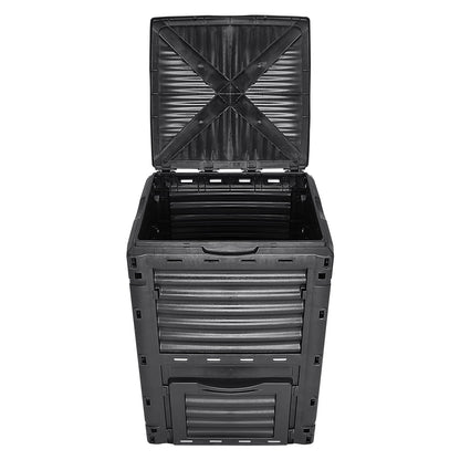 Garden Compost Bin 80 Gal, BPA Free Composter, Large Capacity Outdoor Composting Bin with Top Lid and Bottom Door, Easy Assembling, Lightweight, Fast Creation of Fertile Soil