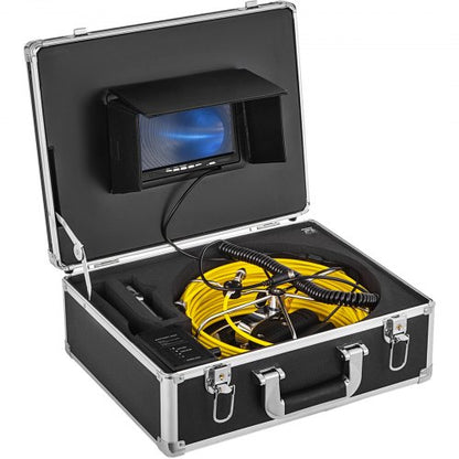 VEV Sewer Camera, Pipe Inspection Camera 30M, Sewer Inspection Video Camera 7” Monitor Pipeline Inspection Camera Drain Camera Industrial Endoscope HD DVR Recorder with 8GB Card