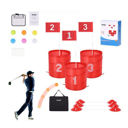 Backyard Golf Game, 3 Hole Golf Course, Golf Game Practice Games, Golf Chipping Game for Family, Adults and Kids, Portable Outdoor Yard Golf Game for Lawn, Yard, Camping, Park, Beach