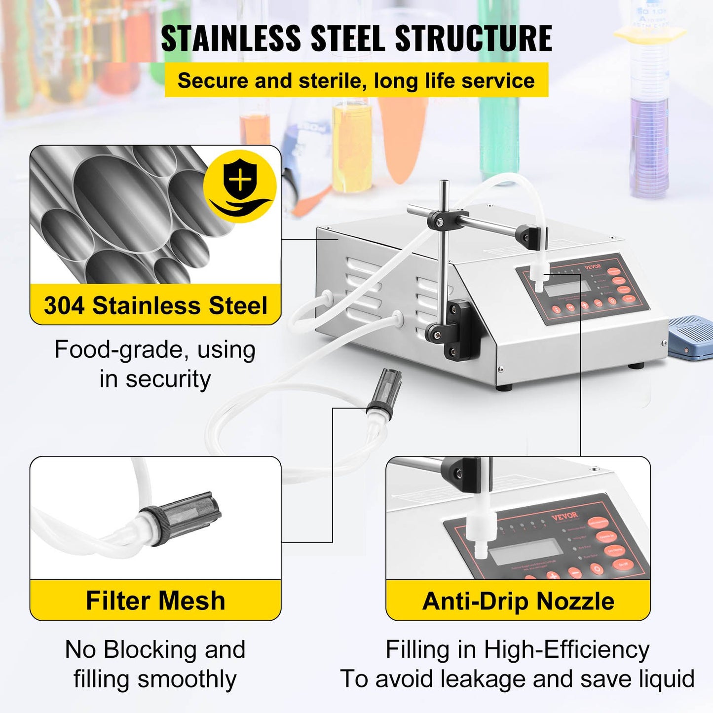 Liquid Filling Machine 2-3500ml GFK-160 LCD Display Digital Control Pump Liquid Filler Machine Automatic Liquid Filling Machine