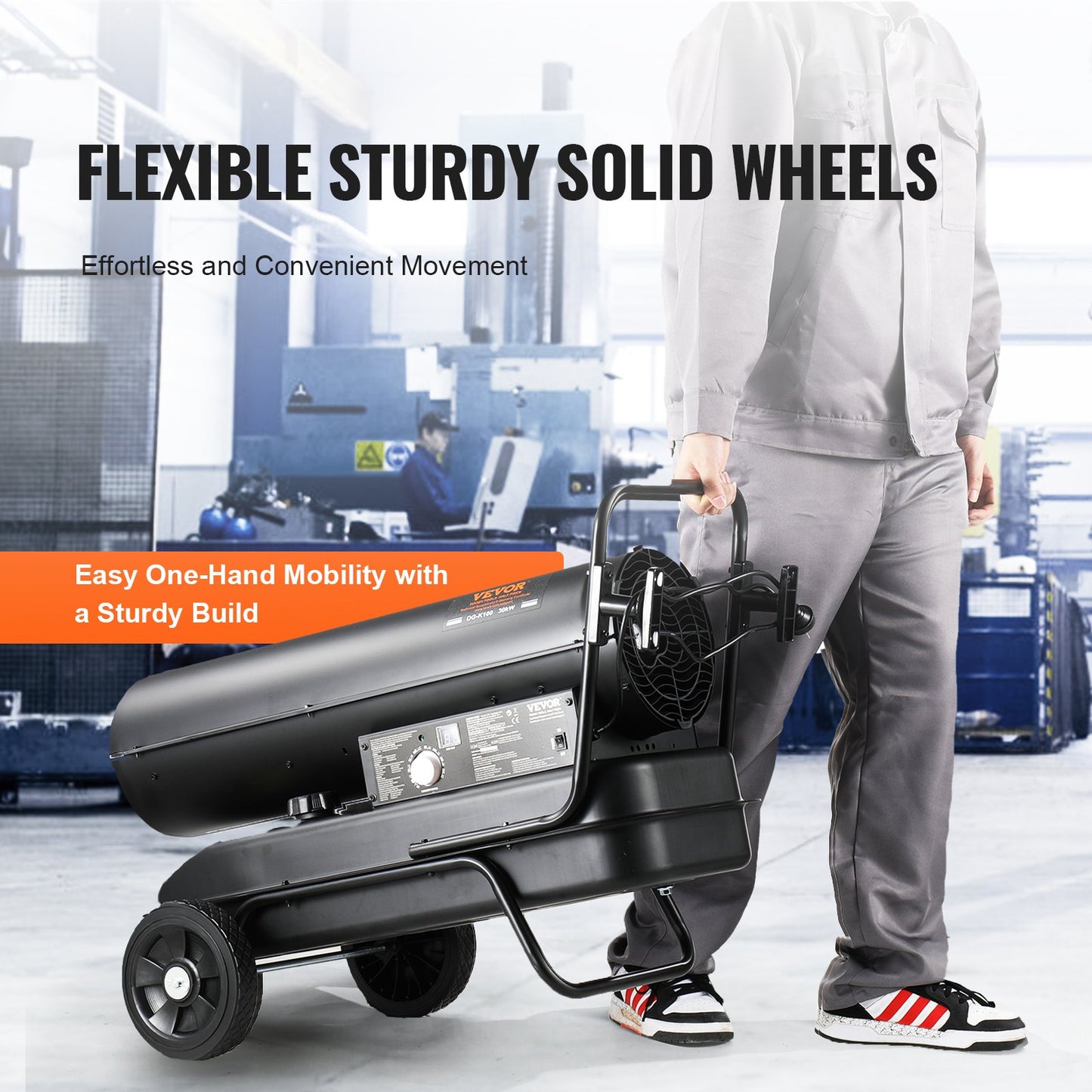 Kerosene/Diesel Forced Air Heater, 100000Btu Torpedo Space Heater, Portable with Thermostat Control,38L Tank Efficient Indoor/Outdoor Kerosene Heater For Home,Jobsite, industrial,Workshops,Black