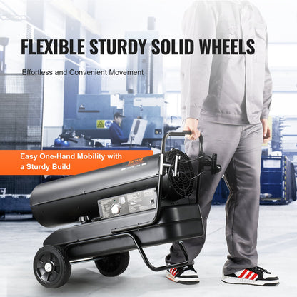 Kerosene/Diesel Forced Air Heater, 100000Btu Torpedo Space Heater, Portable with Thermostat Control,38L Tank Efficient Indoor/Outdoor Kerosene Heater For Home,Jobsite, industrial,Workshops,Black