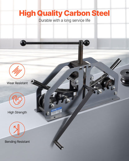Tube Roller Bender, Max 1-1/2" Manual Tube Pipe Roller Bender with 6 Dies, 360° Copper Aluminum Pipe Bending Tool for Square, Round Tube & Flat Bar, Ideal for HVAC Air Conditioning Auto Repair