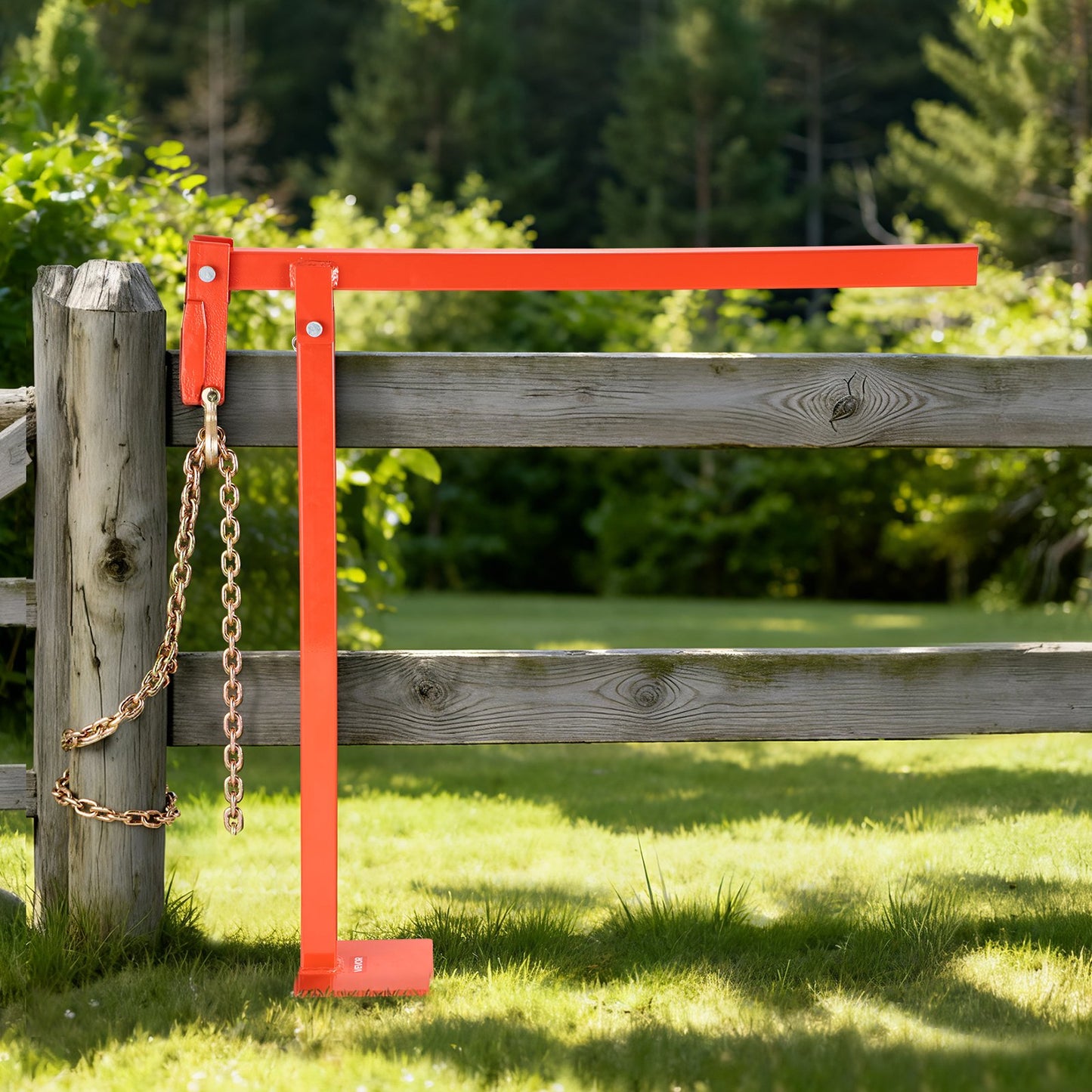 78 cm T Post Puller, Heavy Duty Fence Post Puller with 109.2 cm Lifting Chain, Rust-Resistant Steel, Labor-Saving T-Post Remover Tool for Round Fence Posts, Sign Posts & Tree Stumps