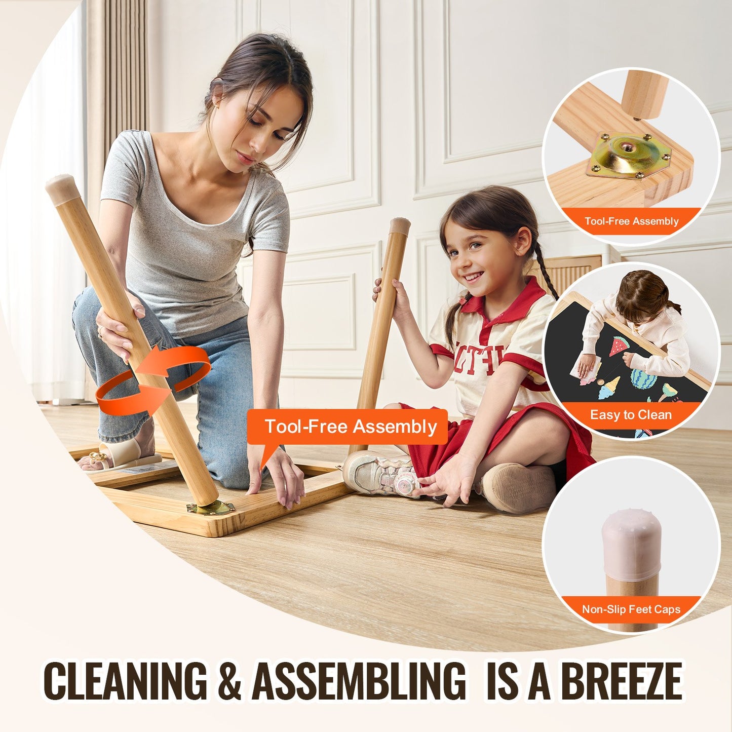 Sensoriskt bord för småbarn, aktivitetsbord för barn med 3 hopfällbara förvaringsfack och dubbelsidig bräda, sand- och vattenbord för inomhus-/utomhuslek, sensoriskt bord i trä för barn för att rita, studera, äta