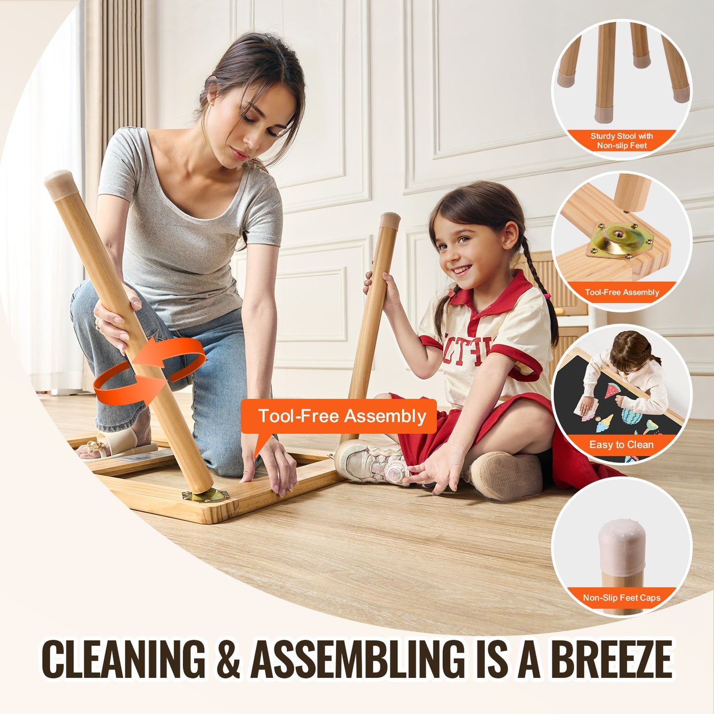 Sensoriskt bord och stolar, aktivitetsbord för småbarn med 2 pallar, 2 förvaringsfack och pappersrullhållare, sand- och vattenbord för inomhus-/utomhuslek, sensoriskt bord i trä för barn - present till pojkar och flickor