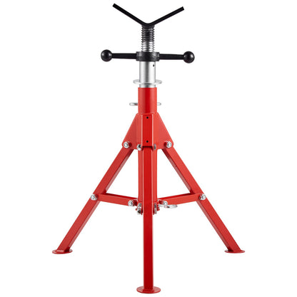 V Head Pipe Stand 1/8"-12" Capacity, Adjustable Height 610mm-1067mm, Pipe Jack Stands 1134kg Load Capacity, Portable Folding Pipe Stands, Carbon Steel Body for Enhanced Durability