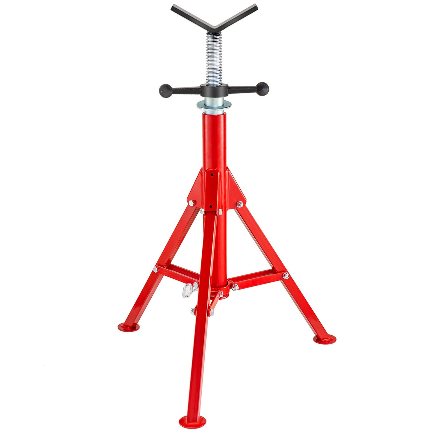 V Head Pipe Stand Adjustable Height 71.1–132.1 cm 2500lbs Pipe Jack Stands Folding Portable High Folding Pipe Stand with V Head Fold A Trailer Jacks