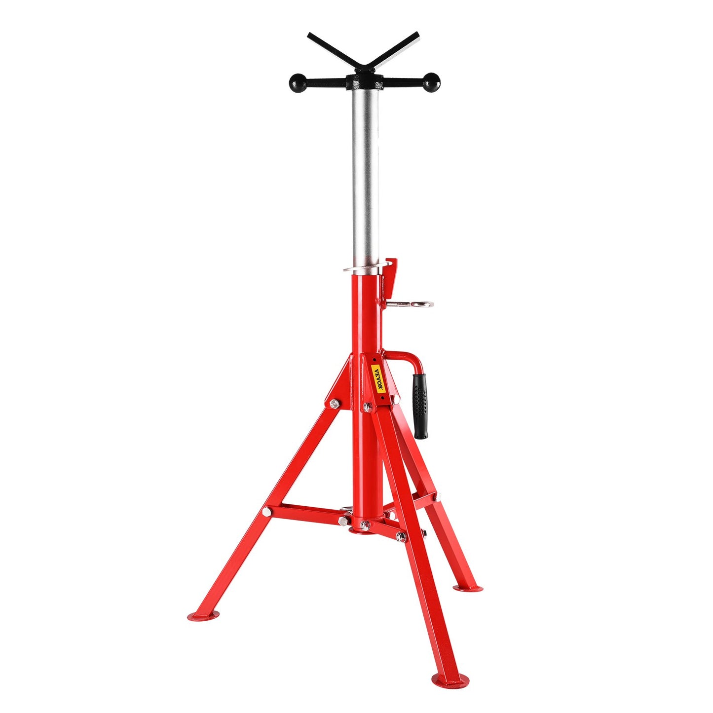 V Head Pipe Stand Adjustable Height 71.1–132.1 cm 2500lbs Pipe Jack Stands Folding Portable High Folding Pipe Stand with V Head Fold A Trailer Jacks