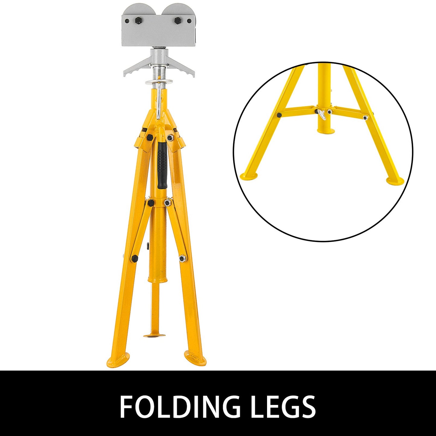 Foldable Pipe Jack Stand Height Adjustment 32In To 55In, Roller Head Pipe Stand 4500Lbs/2 Tons Capacity for Pipe Threading, Pipe Hole Cutting